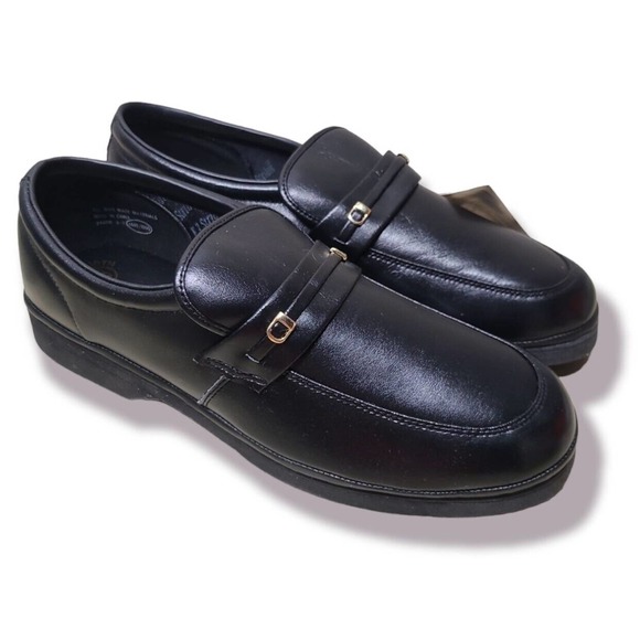 E.Z. Strider Men\'s Sz 13W Faux Leather Slip on Cushion Casual Loafer Black Shoes main image 4